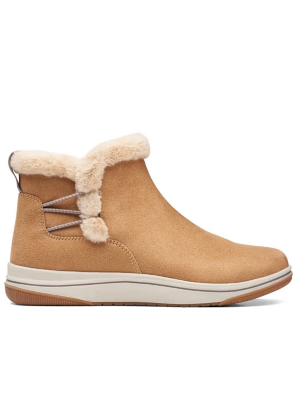 Clarks Breeze Fur Ankle Booties Tan Faux Fur Size 7W NWT - Picture 2 of 7